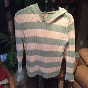 Green and White Sweater w/hood